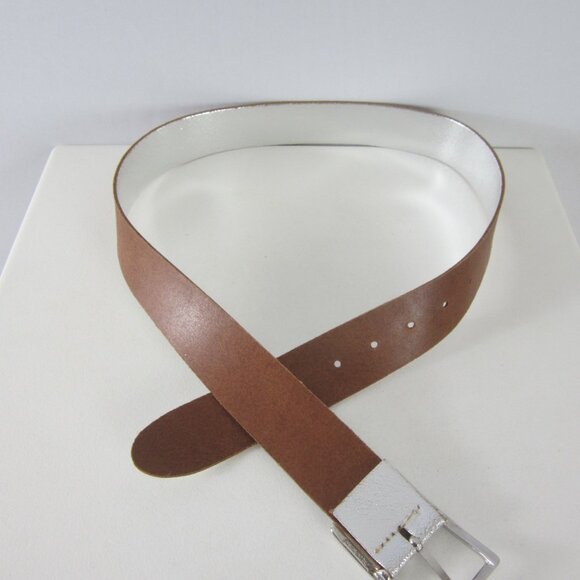 New Amsterdam Heritage M Metallic Silver Leather Belt Handcrafted Netherlands - Picture 8 of 10